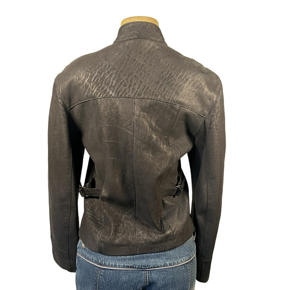 Sardar London Leather Jacket Womens Small Black Double Breasted Military England - Picture 4 of 16